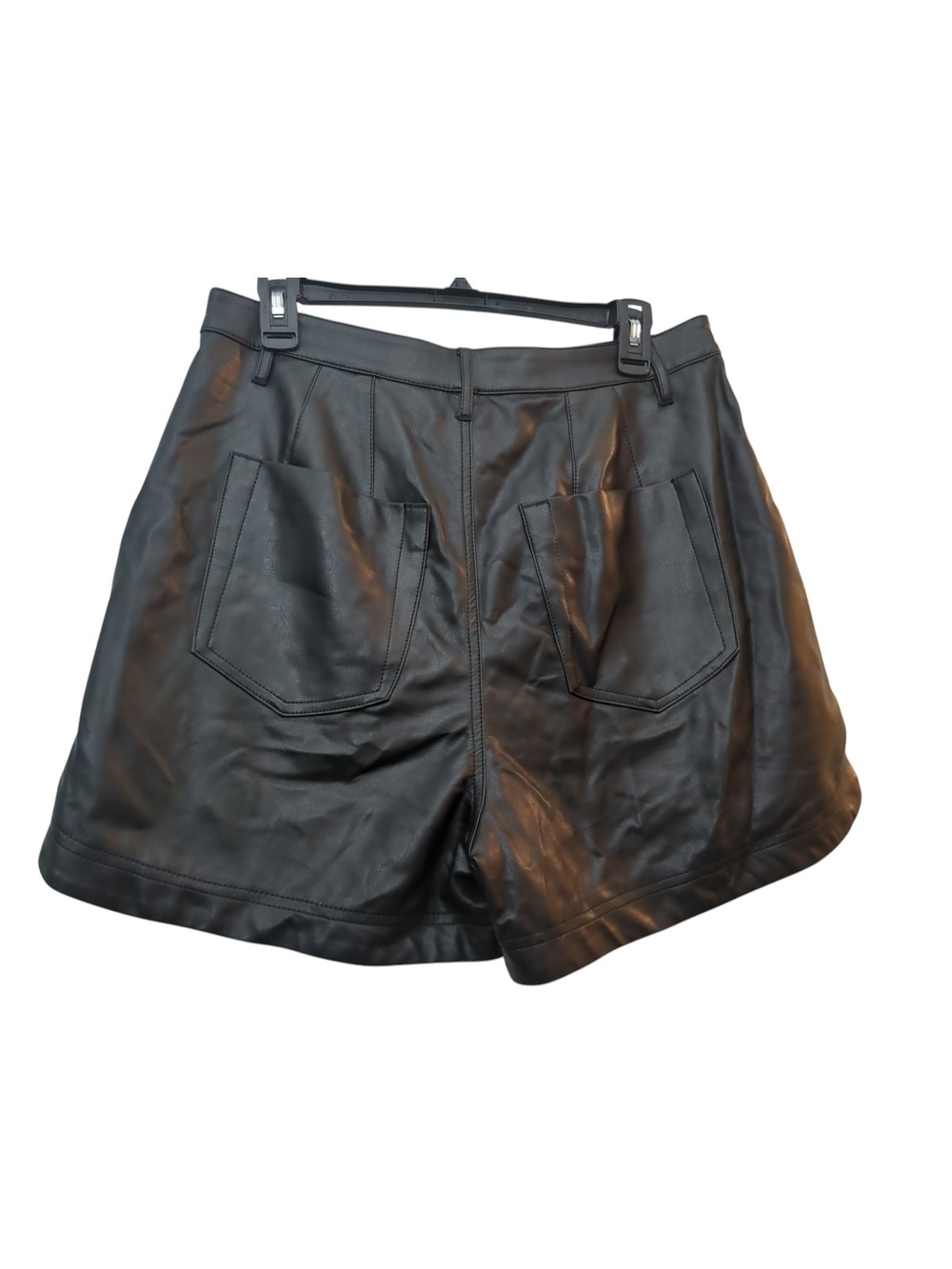 FREE PEOPLE High Waist Black Vegan Leather Shorts Size 12 Festival Grunge Chic - Picture 3 of 8
